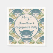 カニの宴-水彩の青いカニ、婚約のお祝い スタンダードカクテルナプキン (正面)