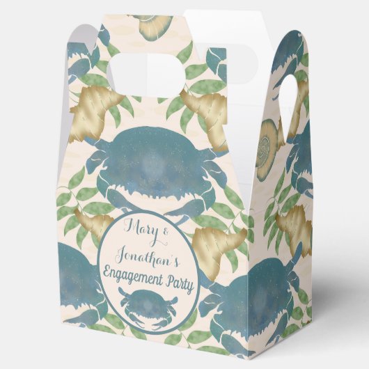 カニの宴-水彩の青いカニ、婚約のお祝い フェイバーボックス (オープン)