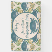 カニの宴-水彩の青いカニ、婚約のお祝い 横断幕 (縦)