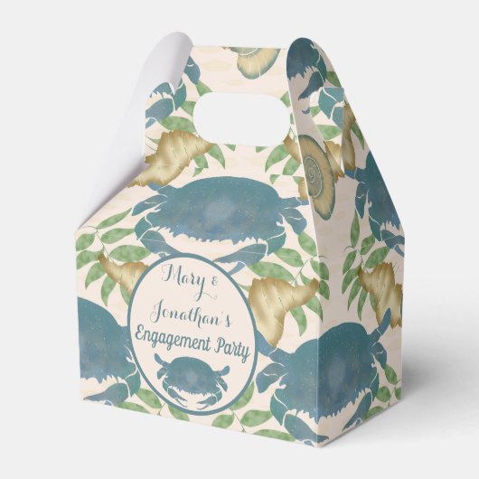 カニの宴-水彩の青いカニ、婚約  フェイバーボックス (正面サイド)