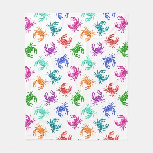 カニの柄 フリースブランケット (正面)