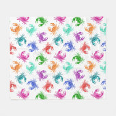 カニの柄 フリースブランケット (正面(横))