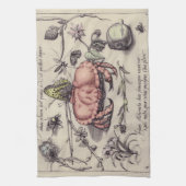 カニの植物画 昆虫 花 イラスト キッチンタオル (縦)
