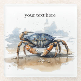 カニの歩くビーチ、カスタマイズ可能 ガラスコースター