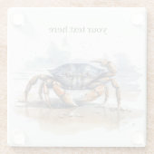 カニの歩くビーチ、カスタマイズ可能 ガラスコースター (裏面)