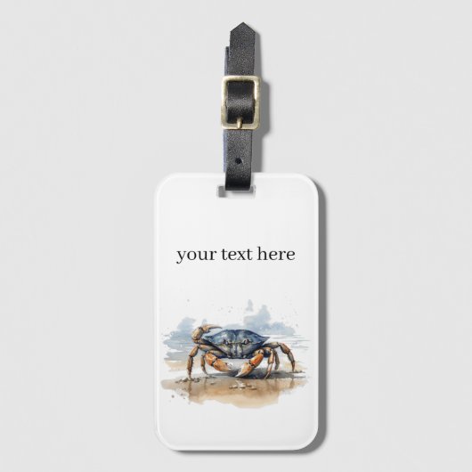 カニの歩くビーチ、カスタマイズ可能 ラゲッジタグ (正面縦)