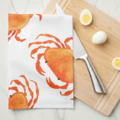 カニの水色：白い背景パターン キッチンタオル (四つ折り)