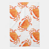 カニの水色：白い背景パターン キッチンタオル (縦)