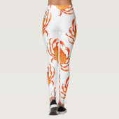 カニの水色:白い背景パターン レギンス (裏面)