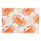 カニの水色：白い背景パターン 枕カバー (裏面)