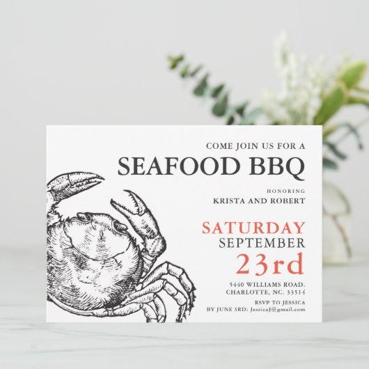 カニの沸騰シーフードのパーティーのカスタムの招待状 招待状 (スタンド正面)