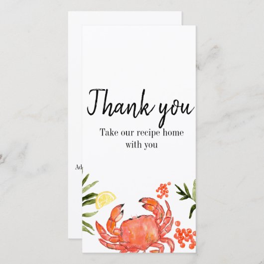 カニの沸騰夏のパーティーのレシピのサンキューカード サンキューカード (正面/裏面)