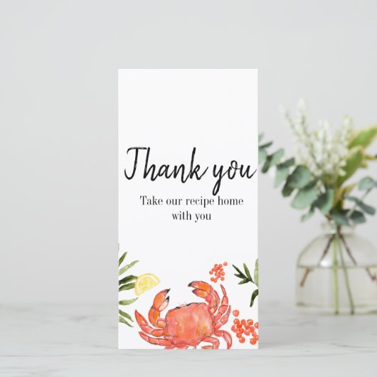 カニの沸騰夏のパーティーのレシピのサンキューカード サンキューカード (スタンド正面)