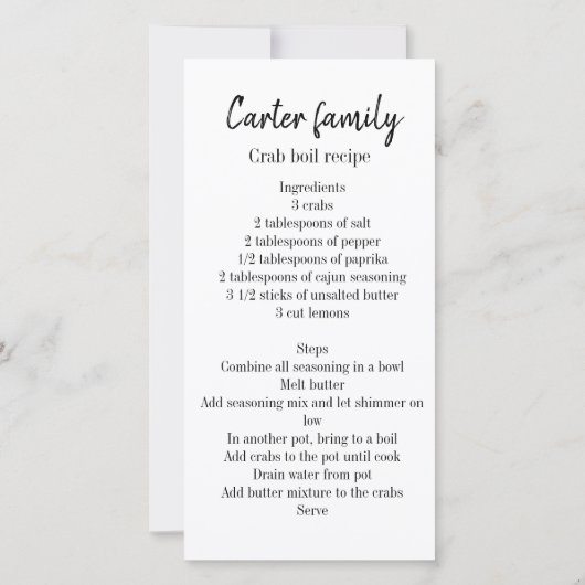 カニの沸騰夏のパーティーのレシピのサンキューカード サンキューカード (裏面)