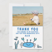 カニの海の動物パターンかわいい男の子誕生日 サンキューカード (正面)