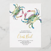 カニの漁師パーティー 夏のお祝い 箔招待状 (正面)