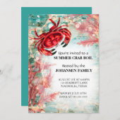 カニの漁師パーティー 夏の海の幸パーティー 招待状 (正面/裏面)