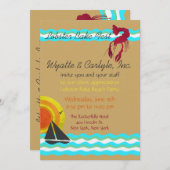 カニの焼き会ビーチパーティーの招待状 招待状 (正面/裏面)