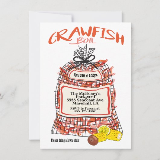 カニの煮パーティーのポスター招待状 招待状 (正面)