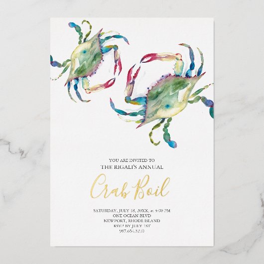 カニの煮込みサマー パーティー 箔招待状 (正面)