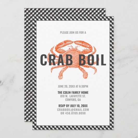 カニの煮込みパーティーの招待状 招待状 (正面/裏面)