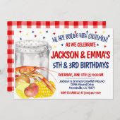 カニの煮込みパーティーの誕生日招待状 招待状 (正面/裏面)