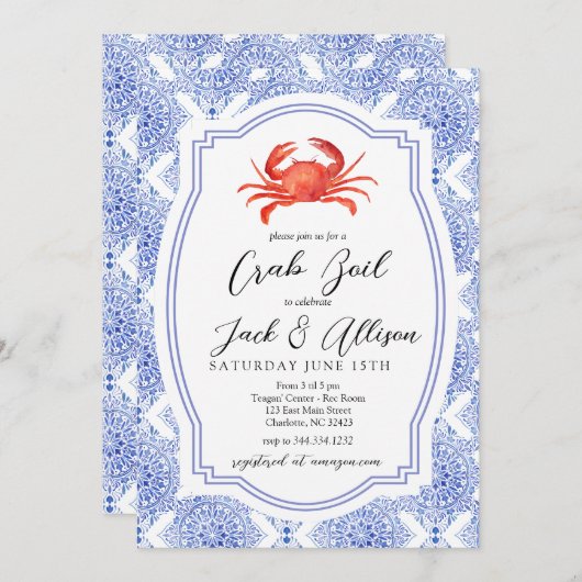 カニの煮込みパーティー招待状、カニの焼きパーティー招待状 招待状 (正面/裏面)