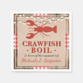カニの煮込みパーティー エビのエンゲージメントパーティー ラスティック スタンダードカクテルナプキン (正面)
