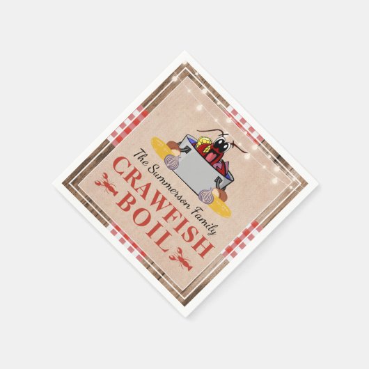 カニの煮込みパーティー ファミリーパーティー ラスティック ピクニック スタンダードカクテルナプキン (角)