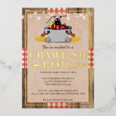 カニの煮込みパーティー ファミリーパーティー ラスティック ピクニック 箔招待状 (正面)