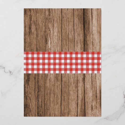 カニの煮込みパーティー ファミリーパーティー ラスティック ピクニック 箔招待状 (裏面)