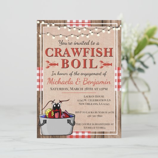 カニの煮込みパーティー ワイルドなエンゲージメントパーティー 招待状 (スタンド正面)