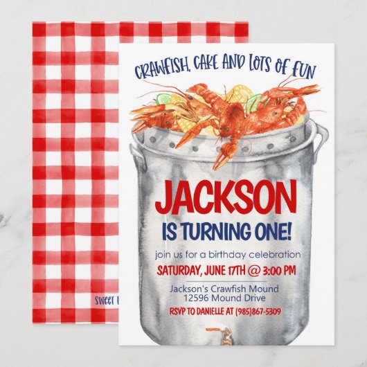 カニの煮込みパーティー 夫婦シャワー招待状 招待状 (正面/裏面)