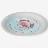カニの煮込み 海の幸 サマー パーティー 水彩画 ペーパープレート (アングル)