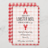カニの煮込み 赤と白の秋のビーチパーティー 招待状 (正面/裏面)
