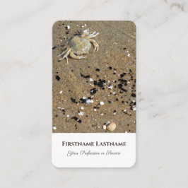 カニの生活コーチングの専門家と牧歌的な砂のビーチ 名刺