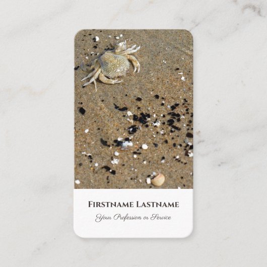 カニの生活コーチングの専門家と牧歌的な砂のビーチ 名刺 (正面)