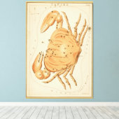 カニの癌 – ヴィンテージの〔占星術の〕十二宮図画像のサイン キャンバスプリント (インサイチュ (ウッドフロア))