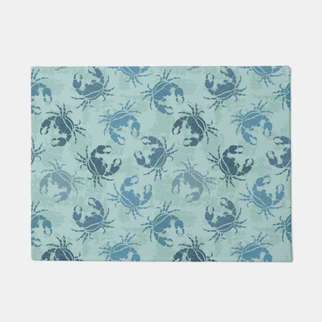 カニの絞り染めパターン ドアマット (正面)