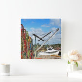 カニの罠スタックして準備 スクエア壁時計 (ホーム)