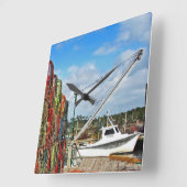 カニの罠スタックして準備 スクエア壁時計 (傾斜)