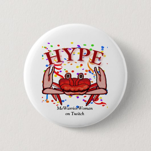 カニの誇大広告、MeWarriorWoman on Twitch 缶バッジ (正面)