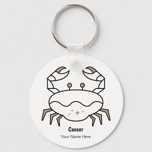 カニの誕生日を癌ブラック金ゴールド〔占星術の〕十二宮図 キーホルダー (正面)
