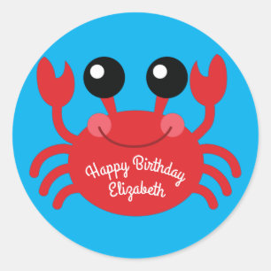 カニの誕生日パーティーかわいい漫画の子どもたち ラウンドシール