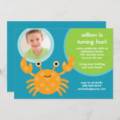 カニの誕生日パーティー招待状 招待状 (正面/裏面)