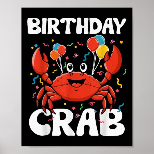 カニの誕生日パーティTシャツ カニ好き 誕生日 カニ ポスター (正面)