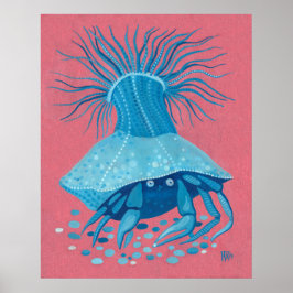 カニの隠者 海洋 水中の動物 絵画 ポスター