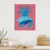 カニの隠者 海洋 水中の動物 絵画 ポスター (キッチン)