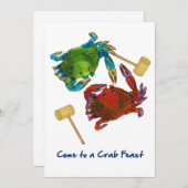 カニの饗宴の前後のメリーランドカニ 招待状 (正面/裏面)