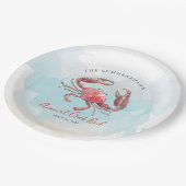 カニの魚介類の家族の夏のパーティー水色 ペーパープレート (アングル)